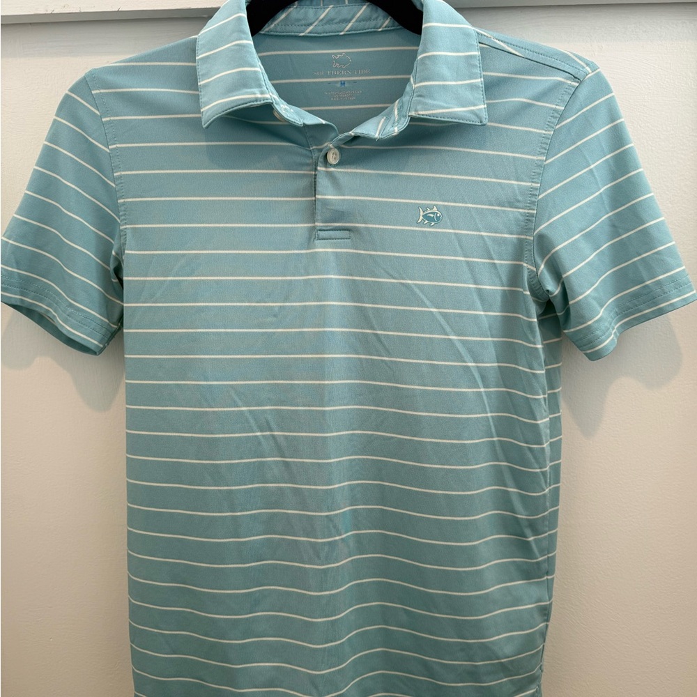 Southern Tide Aqua Striped Polo Shirt